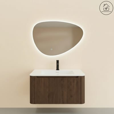 Badkamermeubelset Wiesbaden Sulora 80cm bruin eiken inclusief spiegel Uovo