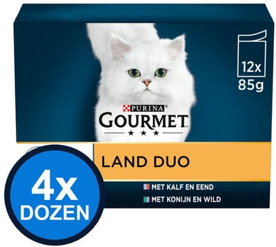 4x Gourmet - Perle Land Duo in Saus - Kattenvoer Natvoer - doos 12x85g