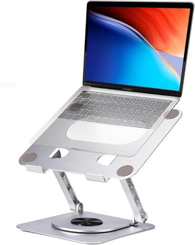 Famanu - Laptopstandaard - Standaard van Aluminiumlegering, 360 ° Rotatie, Pc, Opvouwbaar, , in Hoogte en Hoek Verstelbaar, Compatibel met iPad, Laptops en Tablets Onder 17 inch