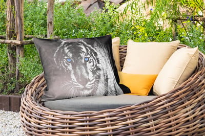 Buitenkussens - Tijger - Dier - Zwart - Blauw - Modern - 60x40 cm - Weerbestendig