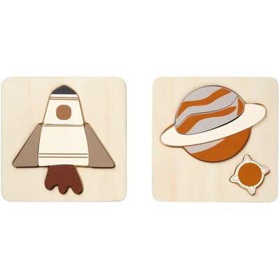 Space shuttle en planeet puzzel Fabelab (x2)