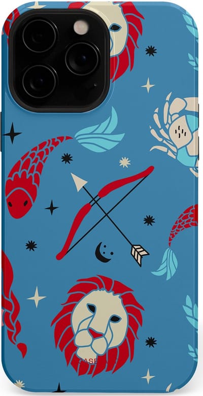 Casetastic hoesje geschikt voor Apple iPhone 13 Pro Max - MagSafe - Dubbellaagse bescherming - Zodiac in verbinding - Fashion Case - Petrol Bordeaux Grijs