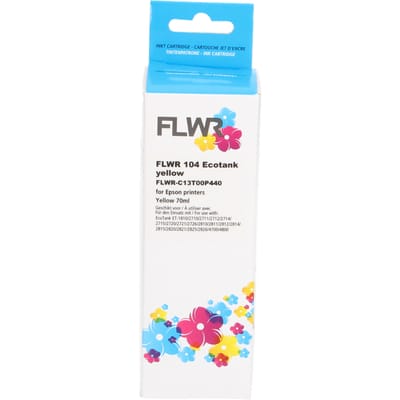 FLWR inktcartridge voor Epson 104 Geel - Premium Huismerk Epson 104 inkt (Geel - hoge capaciteit) o.a. geschikt voor Epson EcoTank ET‑1810, Epson EcoTank ET‑2875, Epson EcoTank ET‑2871, Epson EcoTank ET‑2860, Epson EcoTank ET‑2850