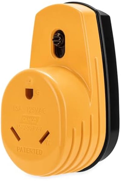PowerGrip RV Adapter 15 Amp naar 30 Amp - 125V/1875W (Geel)