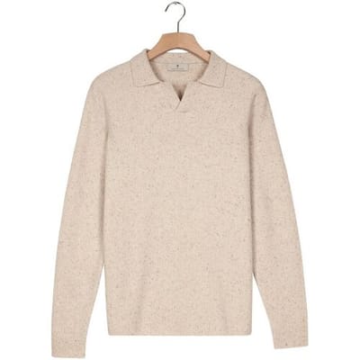 Thomas Maine Trui New England Donegal Merino Wool Structure Knit Off White / male