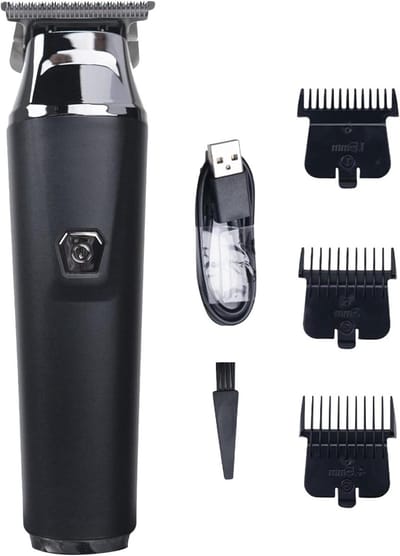 Elektrische Baardtrimmer - Draadloze Tondeuse Scheerapparaat - Precisie Styling - Digitale Batterij Indicator - 180 Min Gebruik - Zilver