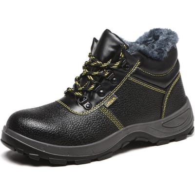 Chaussures de protection du travail anti-écrasement et anti-pénétration résistantes à l'usure et légères, chaussures de travail thermiques à tige haute pour protection contre le froid en hiver 46 black