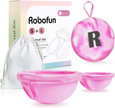 Menstruatieschijf - Herbruikbare cup - Comfortabel leven - 2 maten in set - S en L - Paars roze