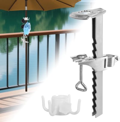 Draagbare Parasolhouder voor Balkon, Ideaal voor Balkonleuning, Terras en Tuinmeubelen, Verstelbare en Stevige Umbrella Stand met Hanghaken