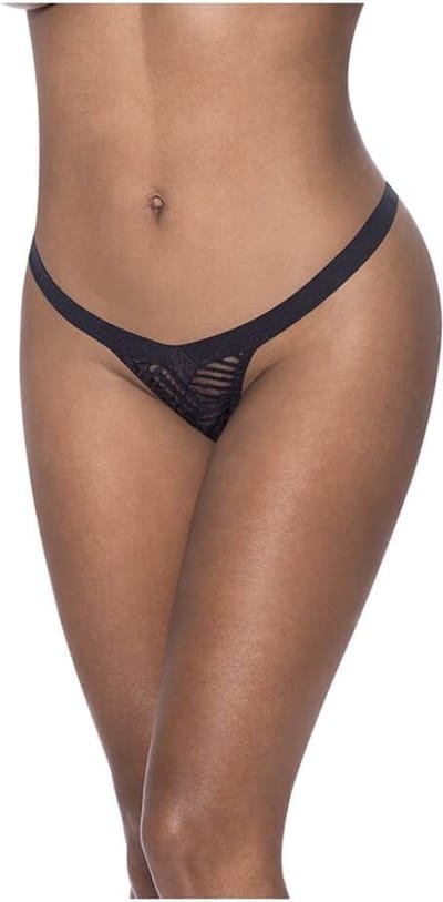 Magic Silk - Exposed P405BLKLRG - Split Crotch Thong L/X