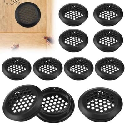 Ventilatierooster zwart 26 mm - Perfect voor kasten en meubels - Rond roestvrijstalen gaas (20 stuks)