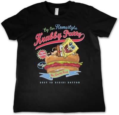 Spongebob Homestyle K-rab-ontwerp van Patty Kids T-shirt Zwart