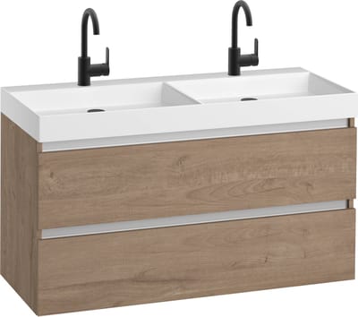 Saqu Gaia Badkamermeubel Set - 120x52 cm - Voorgemonteerd - Bruin - Wastafelmeubel - Badmeubel