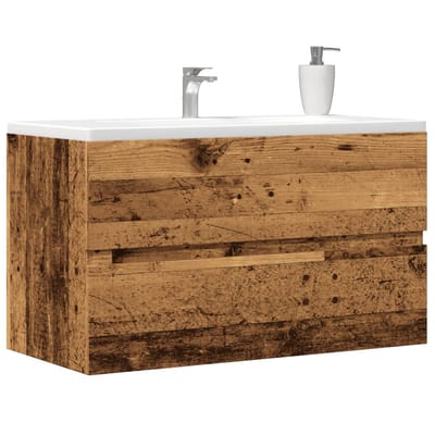 vidaXL - Wastafelkast - 90x38,5x45 - cm - bewerkt - hout - oud - houtkleurig