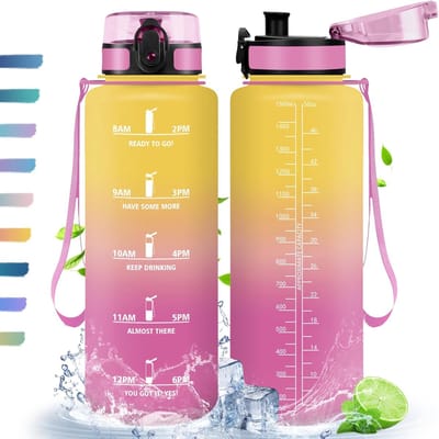 1,5 l, motiverende sportfles, BPA-vrij, waterfles voor sport, fitness, yoga, school, kantoor