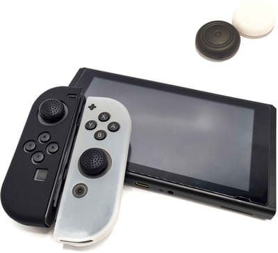 Gadgetpoint - Hoesjes & Skins + Thumb Grips voor Nintendo Switch 1 - Performance Gaming Case - Soft Grip Covers - Anti-Slip Joy-Con Controller Accessoires - Transparant/Zwart + Zwart/Wit Thumbs