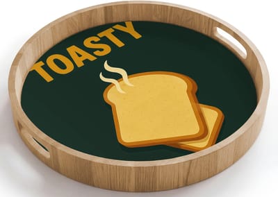 Dienblad rond 40x40 cm - Schootdienblad hout - Brood - Tosti - Groen - Minimalistisch - Borrelplank rechthoek - Plateau houten dienbladen