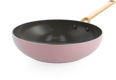 BK Sublime Wokpan 28cm - 3.7L - PFAS-vrije antikleeflaag - Wokpan inductie - Keramische pan -Ovenbestendig tot 220°C - Zonder deksel - Roze