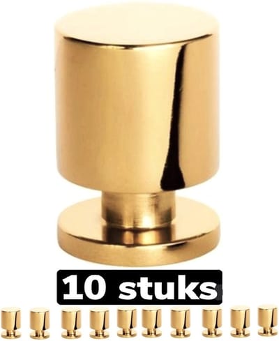 MSQDESIGN - Kastknop Goud (Metaal) - Kastknoppen Goud - 10 stuks - Deurknopjes Goud voor kast - Deurknop Goud - Deurknopjes Goud - Handgreep Goud - Meubelknop Goud - Meubelknoppen Goud - Deurknopjes Goud - Deurknoppen Goud - Ladeknoppen voor deurtjes