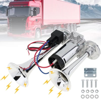 600 DB Superluide Autotoeter - 12V Luchthoorn - Dubbele Buis Treinhoorn - Dubbele Trompet Luchthoor Voor Vrachtwagen/Trein/Auto/Bestelwagenn