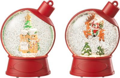 J-Line hanger Waterbol Peperkoekman + Kerstman - kunststof - rood - 2 stuks