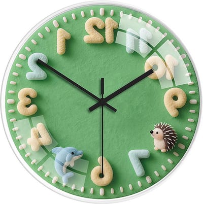 Stille Wandklok voor Kinderen met Dierenontwerp - 30 cm Ronde Decoratieve Klok voor Woonkamer, Slaapkamer en Klaslokaal