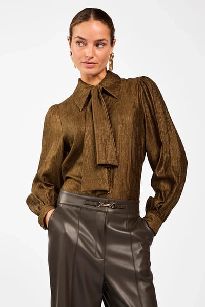 AAIKO Veronne Tie Vis 545 Dames - Jurken - Khaki - Maat S