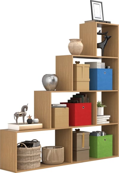 Houten staande trapplank Opstapplank Staande plank Ruimteverdeler Boekenplank Dubila L
