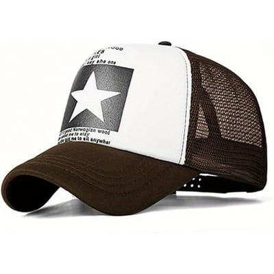Casquette de baseball imprimée étoile à cinq branches, casquette en filet respirant pour hommes et femmes, pare-soleil d'extérieur, chapeaux sauvages réglables, printemps et été blanc