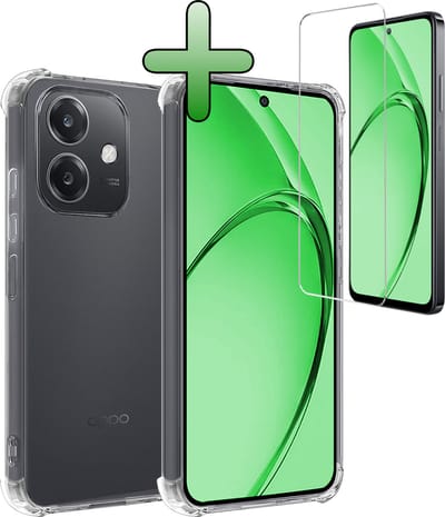Hoesje Met Screenprotector - Geschikt voor OPPO A40 - Sterk & Shockproof - Siliconen Case - Back Cover - Telefoon Hoes - Shock Proof - Transparant