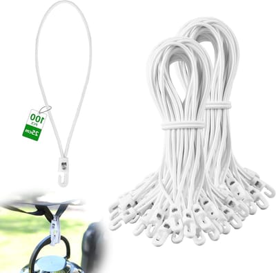 Set van 100 Elastische Touwen met Haak, 25 cm Lengte, Multifunctionele Spanner voor Zeilen, Diameter 4 mm, Duurzaam en Flexibel Touw voor Diverse Toepassingen