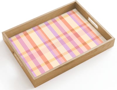 Dienblad hout 40x30 cm - Schootdienblad - Pastel - uitpatroon - Geometrisch - Borrelplank rechthoek - Plateau dienbladen