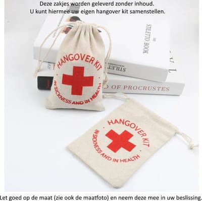10x Uitdeelzakjes Hangover Kit 10 x 15 cm - Katoenen / Jute / Stoffen Traktatie Kado Zakjes - Snoepzakjes - Koekzakjes - Koekje - Cookie Bags - Verjaardag - Kater Zakje - In Sickness and Health - Day after