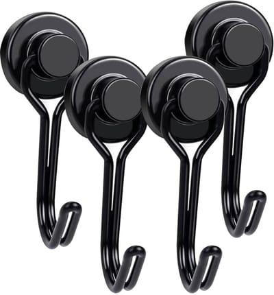Dailygoods- Magneethaak Draaibaar - 4 Stuks - Magnetische Haken - Roestvrij - Corrosiebestendig - 180 Graden Draaibaar