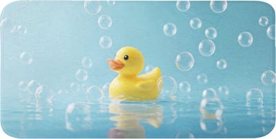 WC mat 120x60 cm - Antislip - Bubbels - Badeend - Geel - Toiletmat - Vloermat - Douchemat - Toilet tapijt - Toiletmatten