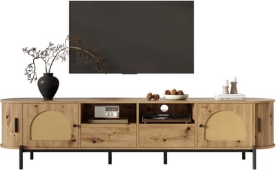 TV-meubel 140 cm - Mid-Century met Opbergruimte - Houtlook - Eiken