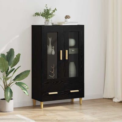 vidaXL - Highboard - Zwart - Eiken - 70 - x - 31 - x - 115 - cm - Bewerkt - hout