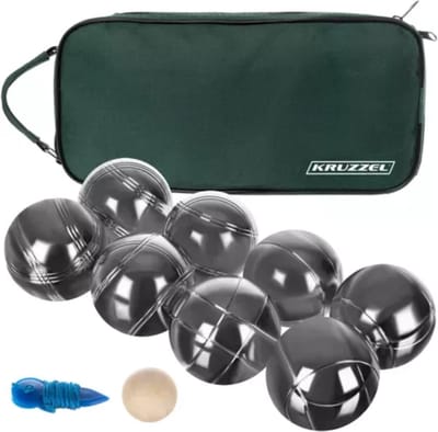 Kruzzel Boules Set - 8 Chromen Kogels met Draagtas - Perfect voor Outdoor Spelplezier