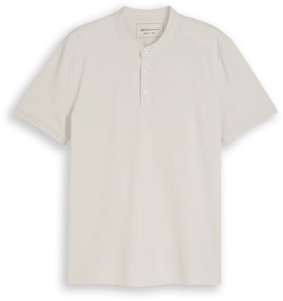 Tom Tailor Denim - Piqué poloshirt met opstaande kraag - Maat XL - greyish white