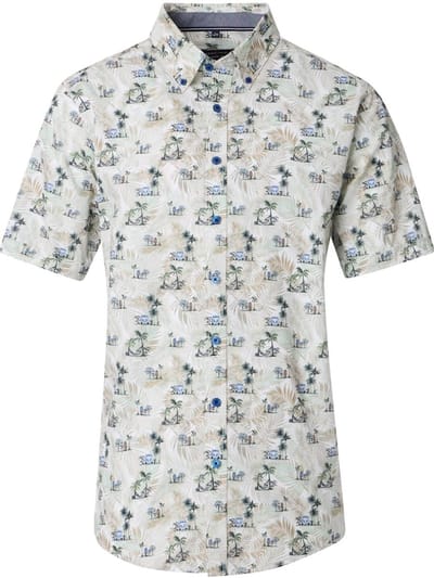 Casa Moda Casual Overhemd Korte Mouw Met Zomers Motief - L