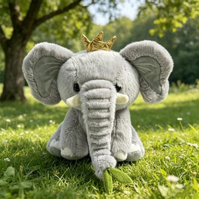 23 cm Mignon Nouveau Couronne Éléphant Gris Peluche Jouet Film Animaux en Peluche Rose Ruban Femelle Éléphant Poupées Enfants Jouets Filles Anniversaire Cadeaux 23cm white