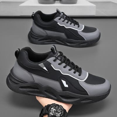 Heren Casual Sneakers Zomer Ademend Antislip Slijtvast Werkschoenen Heren Outdoor Trend Platform Hardloopschoen Tenis Hombres 39 black