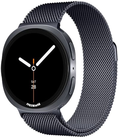 Stravo Milanese magnetisch bandje – Geschikt voor Samsung Galaxy Watch 9 (40/44mm) / Watch 8 (40/44mm) / 8 Classic (46mm) – Luxe Milanees Horlogebandje – Grijs