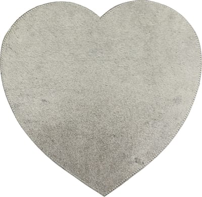 placemat koehuid hart grijs 39cm