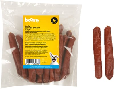 Boomy – Hondensnacks - Hondensnoepjes - Gezonde beloningssnoepjes - Vlees worstjes - 12cm - Kip – 500g