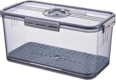 Broodcontainer Opslag - Broodtrommel Deksel - Brood Vers Houden - Tijdregistratie Knop - 33.5 x 18.5 x 12 cm - Grijs