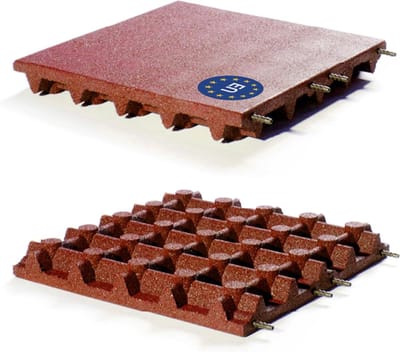 Valdempende rubber tegel - Veiligheidsmat Speelplein - Valbescherming Buiten - Hoge Schokabsorptie - 50x50 cm - Rood