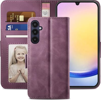 Geschikt voor Samsung Galaxy A25 5G - Klaphoes - Magneetsluiting met Kaartenvak - Book Case - Wijnrood