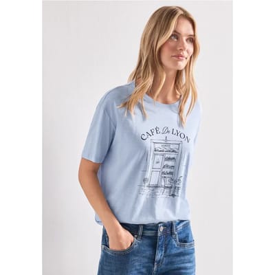 Shirt met ronde hals en opdruk aan de voorkant