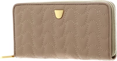COCCINELLE Leren Portemonnee Clivia Matelasse Zip Around Wallet Toasted Beige